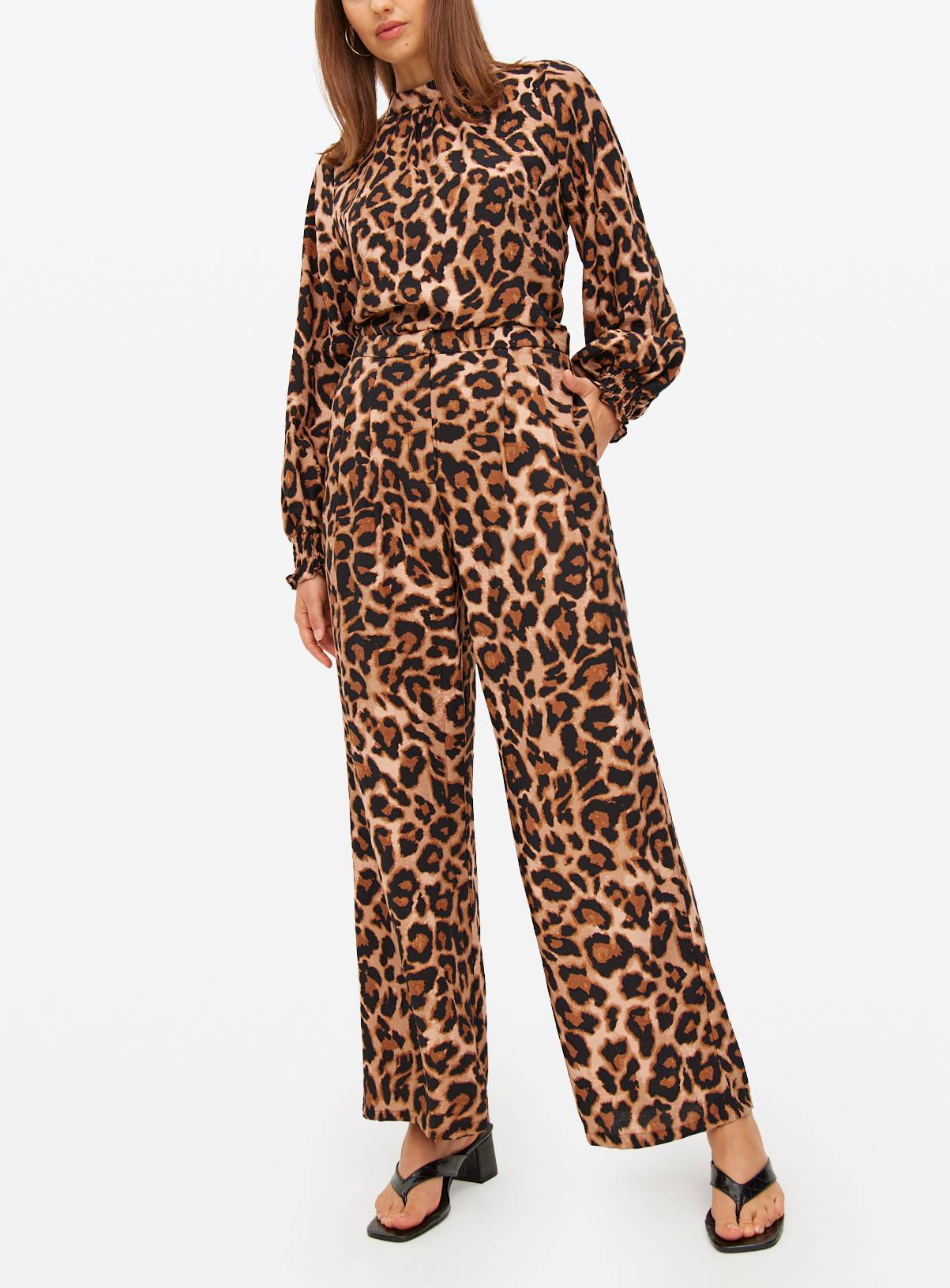 Animal Printed Wide Leg Co-ord Trousers  12R - Image 1